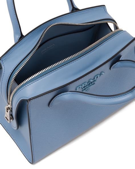 Astral Blue Saffiano Leather Prada Monochrome Bag 